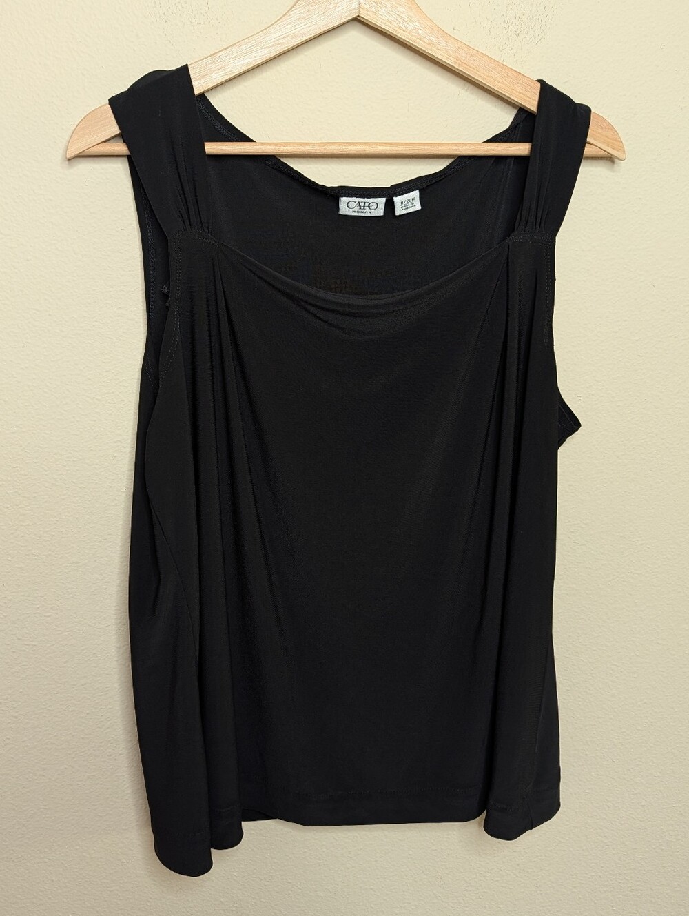 Cato Black Draped Tank Top 18/20W Sleeveless
